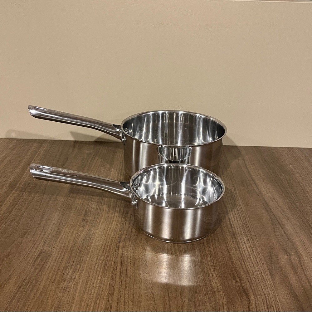 T-Fal 2 Stainless Steel Saucepans With Measuring Marks Bundle